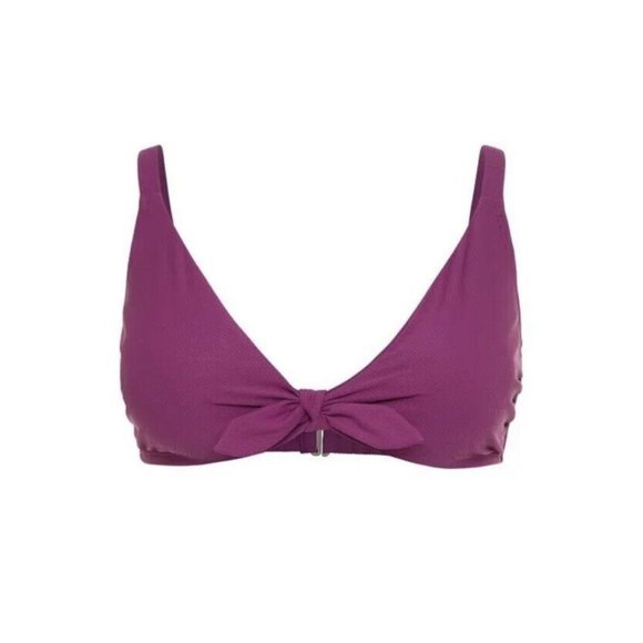 TIME AND TRU Plum Tie Front Bralette Bikini Top Plum Plus Size: 1X (16W-18W) - Picture 1 of 5
